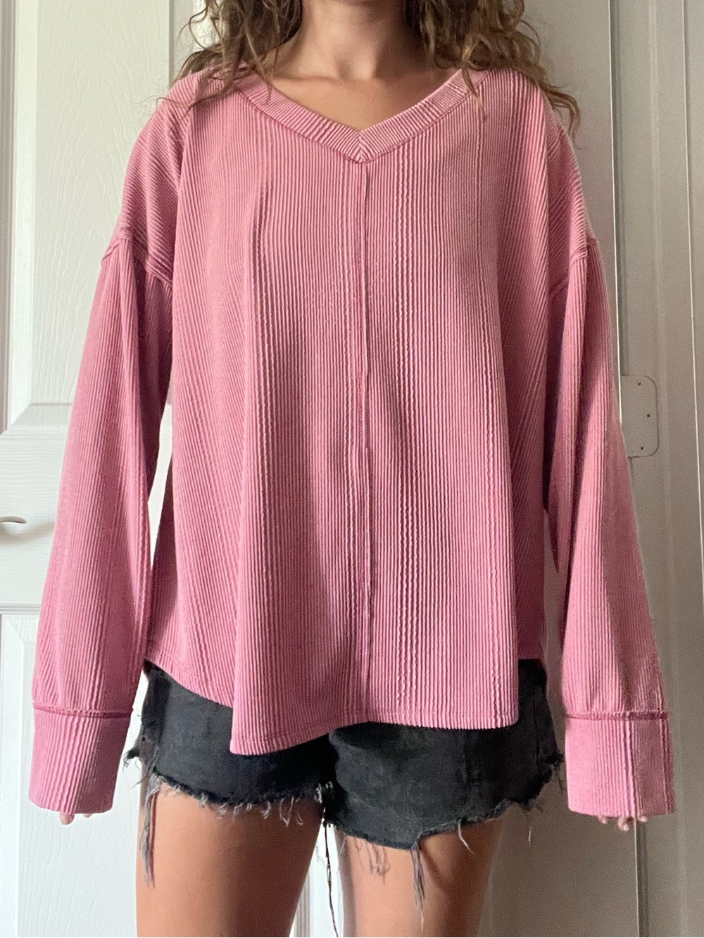 Lush Ribbed V-Neck Sweater - Picture 10 of 11